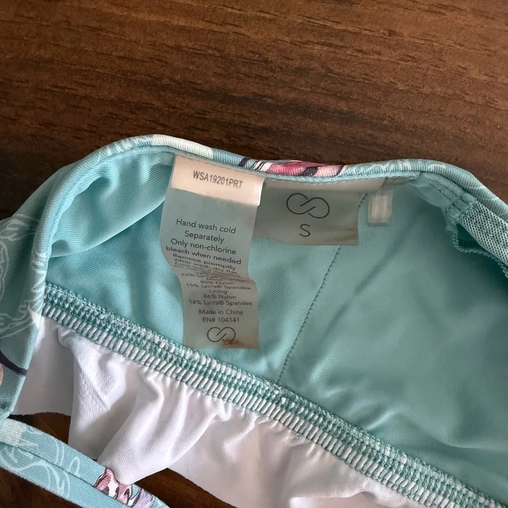 CALIA by Carrie Underwood Light Blue Floral High-Neck Bikini - Picture 4 of 4